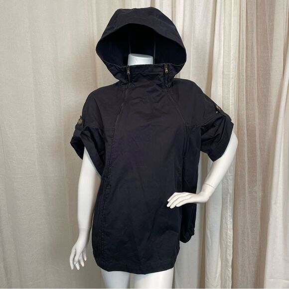 Sportmax by Max Mara Navy Blue Cotton Short Sleeve Poncho Coat Size 8 - Picture 1 of 10